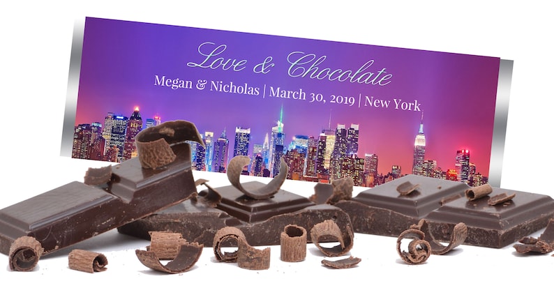 candy bar labels New York City Event 20 Hershey Chocolate Bar Wrappers wedding favor NYC birthday party 4 design options