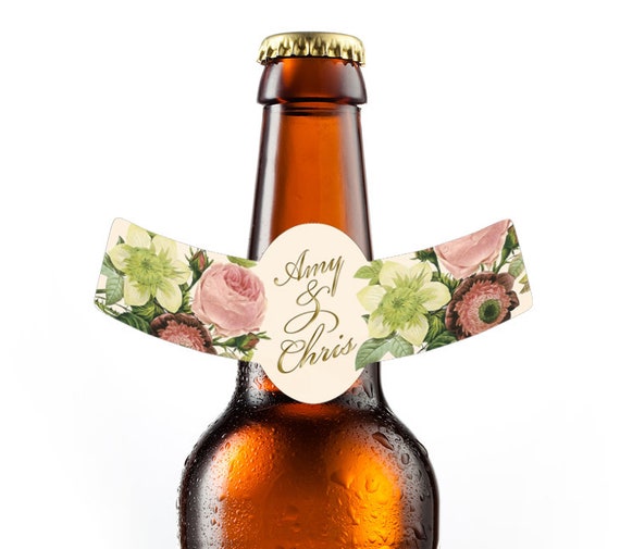 20 Floral bottle neck rings Monogram neck ring wine bottle Etsy