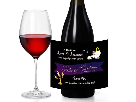 20 Disney Wine Bottle Label Beauty And The Beast Mrs Etsy