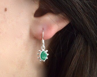 Emerald Dangles with Spikes // Emerald Jewelry // Dangle Earrings // 18k Yellow Gold // Village Silversmith