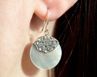 Wreath Mother of Pearl Pendant Pearl Jewelry Sterling Silver Village Silversmith