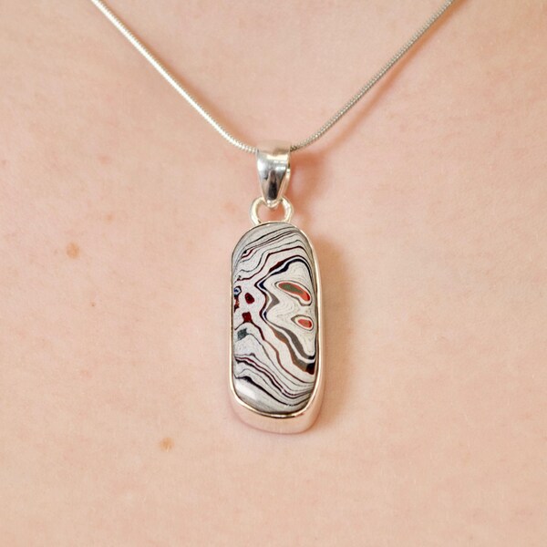 Metallic Silver River Fordite Pendant // Detroit Agate Pendant // Fordite Jewelry // Sterling Silver Jewelry //Village Silversmith