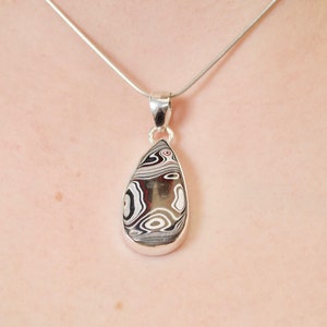 Dark Depths of Fordite Pendant // Detroit Agate Pendant // Fordite Jewelry // Sterling Silver Jewelry // Village Silversmith