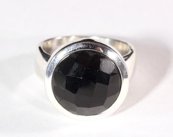 Faceted Black Onyx Statement Ring // Sterling Silver Ring // Statement Ring // Stone Ring // Sterling Silver // Village Silversmith