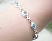 Faceted Blue Topaz Bracelet Blue Topaz Jewelry Sterling Silver Stone Bracelet Birthstone Jewelry Village Silversmith