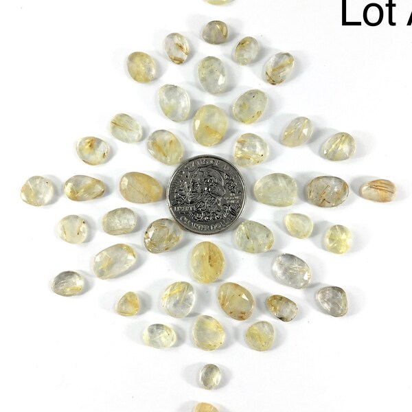 Rose Cut Rutilated Quartz Lots // Quartz Cabochon // Gems // Cabochons // Jewelry Making Supplies / Village Silversmith