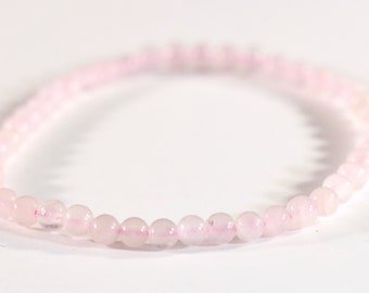 Natural Rose Quartz Small Bead Stretchy Bracelet // Elastic Bracelets // Stone Jewelry // Village Silversmith