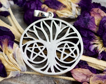 Double Pentacle Tree of Life Pendant // Nature Jewelry // Sterling Silver // Village Silversmith