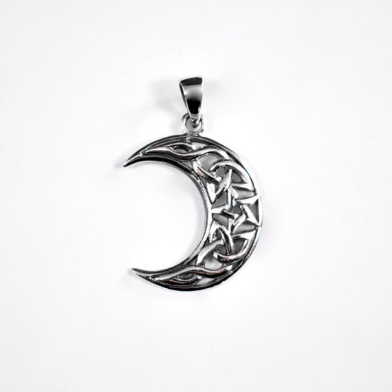 Celtic Knot Crescent Moon Pendant // Celtic Jewelry // Silver Jewelry // Sterling Silver // Village Silversmith