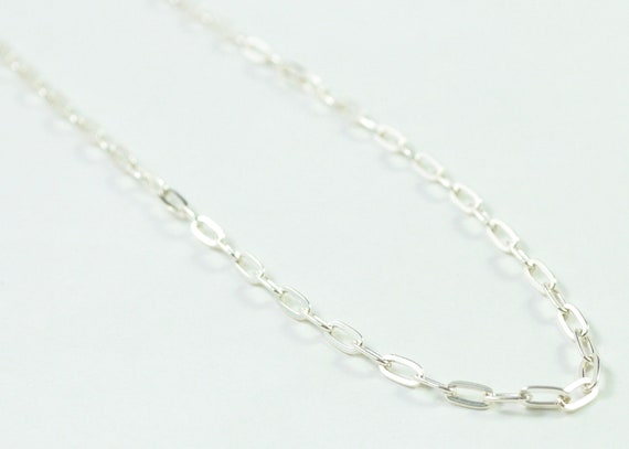 2.7mm Flat Oval Link Chain // Silver Chains // Sterling Silver // Village  Silversmith -  UK