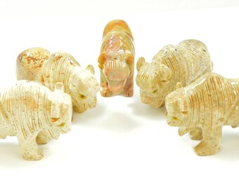 Soapstone Buffalo Totem // Buffalo Carving // Buffalo Fetish // Animal Totem // Stone Animal Carving // Village Silversmith