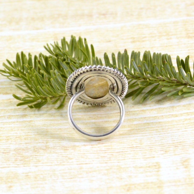 Wired Rutilated Quartz Ring Rutilated Quartz Jewelry Sterling Silver Village Silversmith