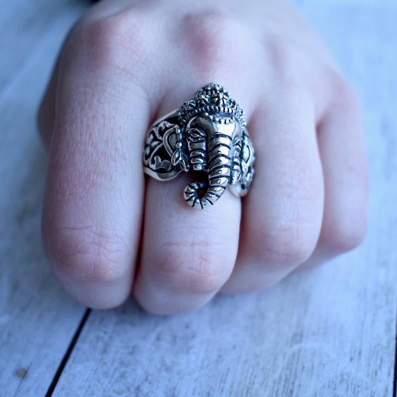 Embellished Silver Ganesh Ring Sterling Silver Ring Statement Ring Sterling Silver Village Silversmith