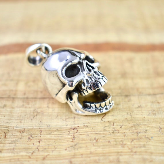 Open Mouth Skull Pendant Skull Jewelry Sterling Silver