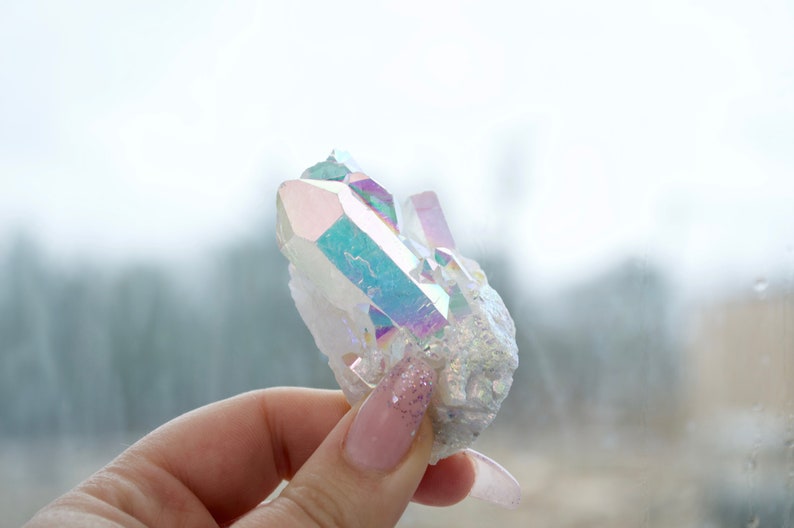 Angel Aura Quartz Cluster Quartz Crystal Quartz Cluster Metaphysical Crystal Village Silversmith