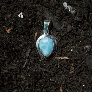 Simple Larimar Stone Pendant // Larimar Jewelry // Sterling Silver // Village Silversmith