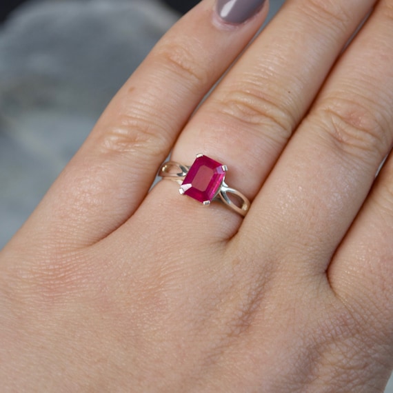 Emerald Cut Ruby Ring Ruby Jewelry Ruby Stone Jewelry