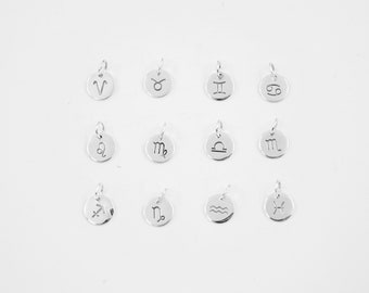 Simple Zodiac Sterling Silver Disc Pendant // Zodiac Jewelry // Silver Jewelry // Sterling Silver // Village Silversmith