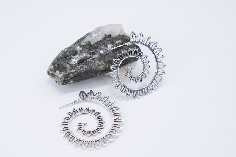 Silver Flower Petals Hoop Earrings Hoop Earrings Sterling Silver Earrings Sterling Silver Village Silversmith