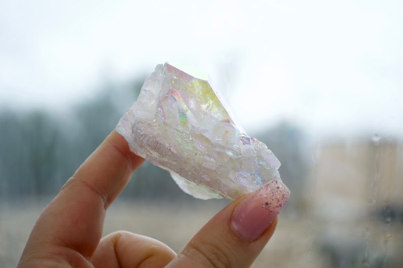 Angel Aura Quartz Cluster Quartz Crystal Quartz Cluster Metaphysical Crystal Village Silversmith