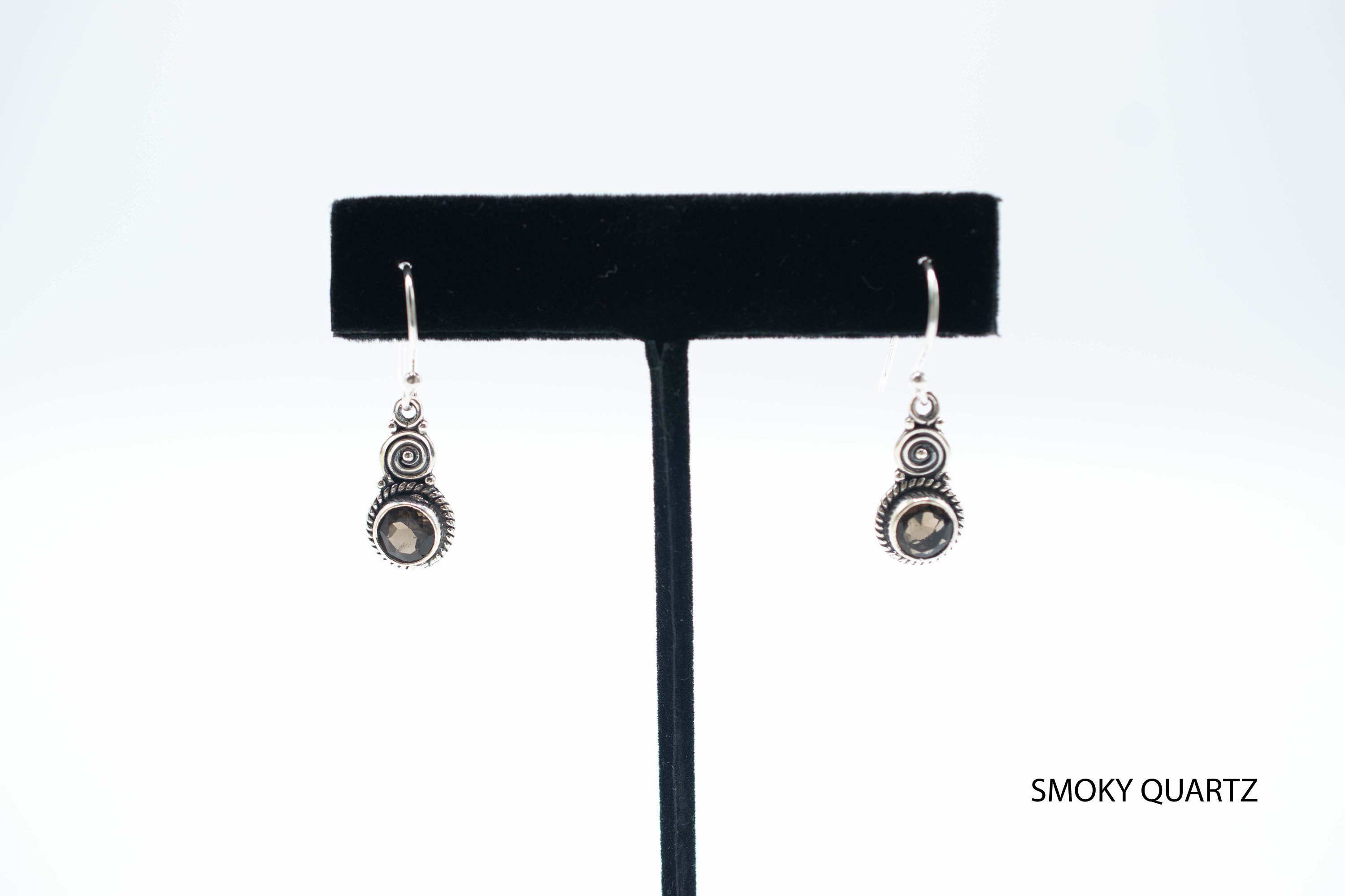 Swirly Bead and Braid Faceted Dangles // Stone Jewelry // Sterling Silver // Village Silversmith