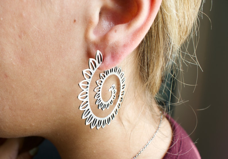 Silver Flower Petals Hoop Earrings Hoop Earrings Sterling Silver Earrings Sterling Silver Village Silversmith