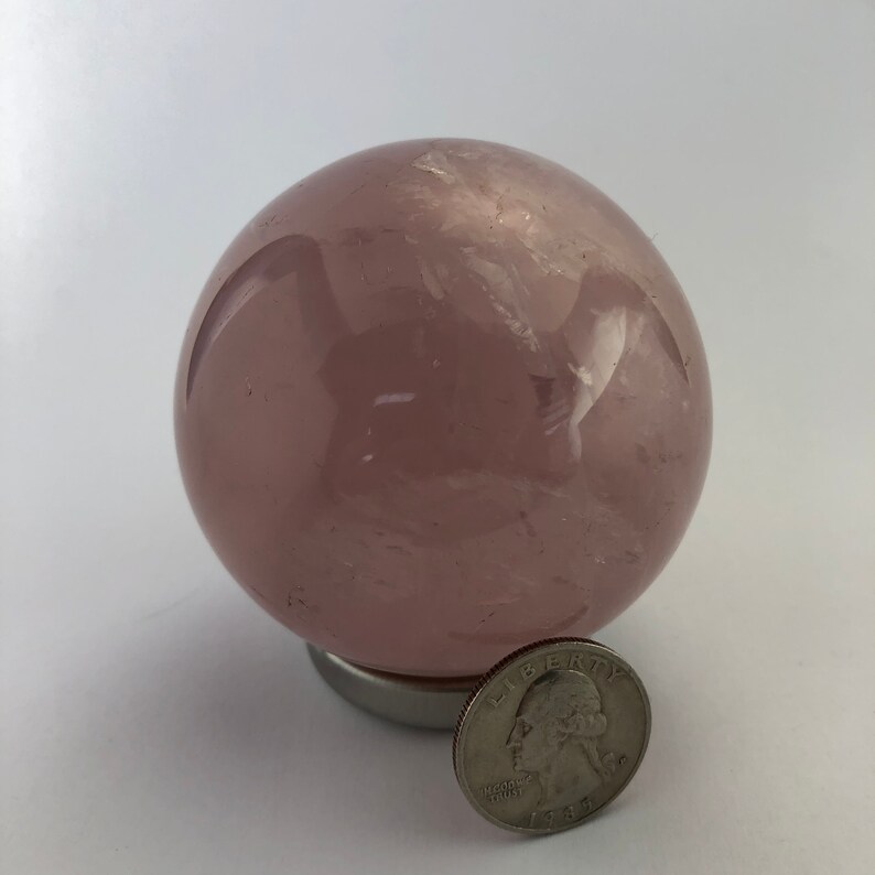 Rose Quartz Sphere Polished Rose Quartz Metaphysical Crystal Mineral Specimen Crystal Decor Village Silversmith