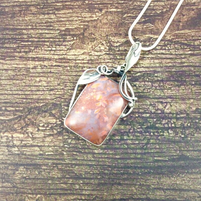 Flower Petals Confetti Jasper Pendant Jasper Jewelry Sterling Silver Village Silversmith