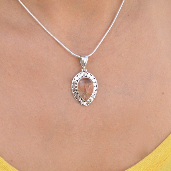 Polka Dot Sunstone Pendant // Sunstone Jewelry // Sterling Silver // Stone Jewelry // Village Silversmith