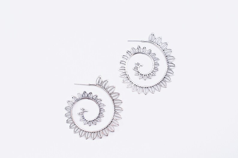 Silver Flower Petals Hoop Earrings Hoop Earrings Sterling Silver Earrings Sterling Silver Village Silversmith