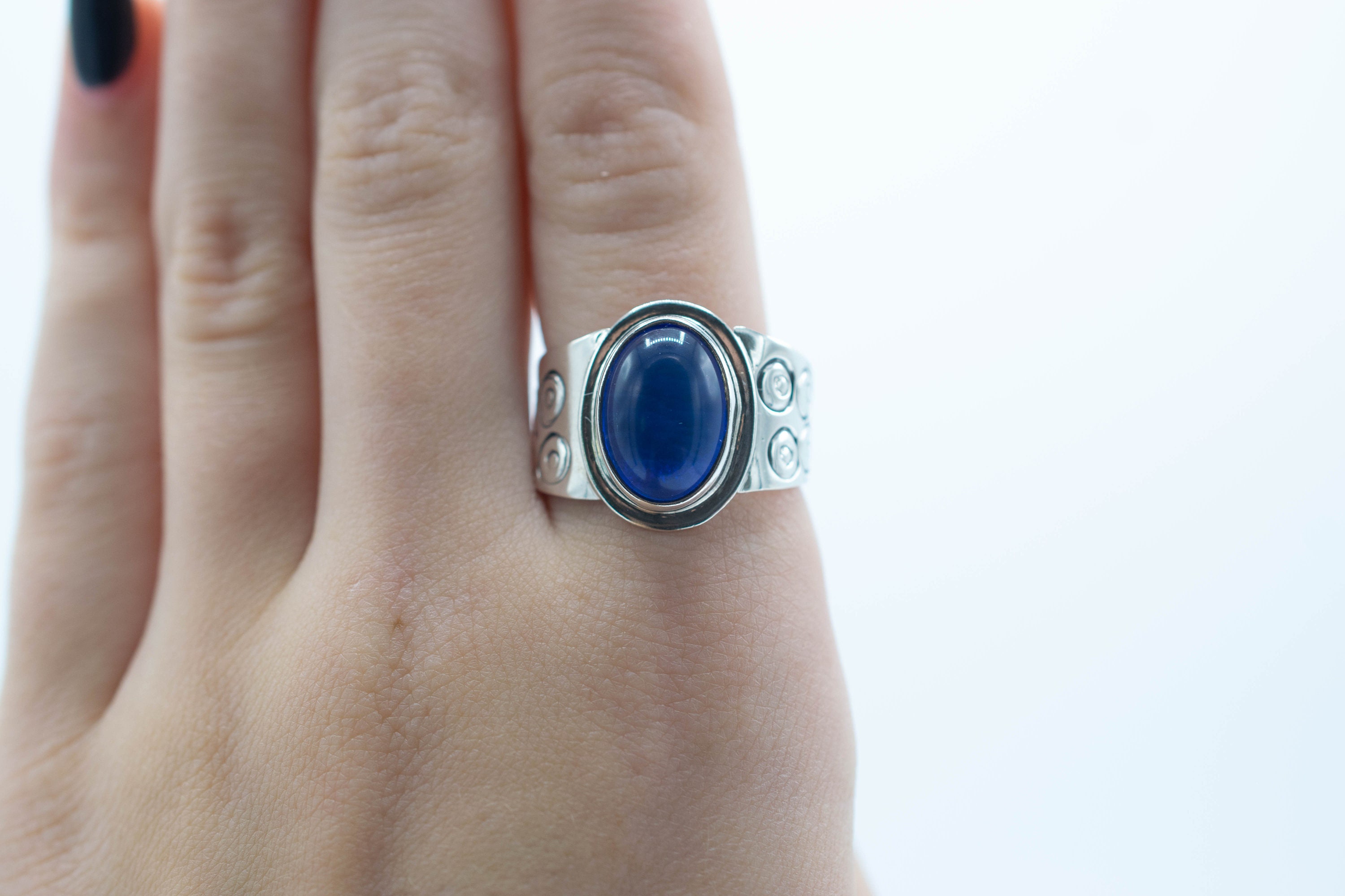 Blue obsidian ring deals