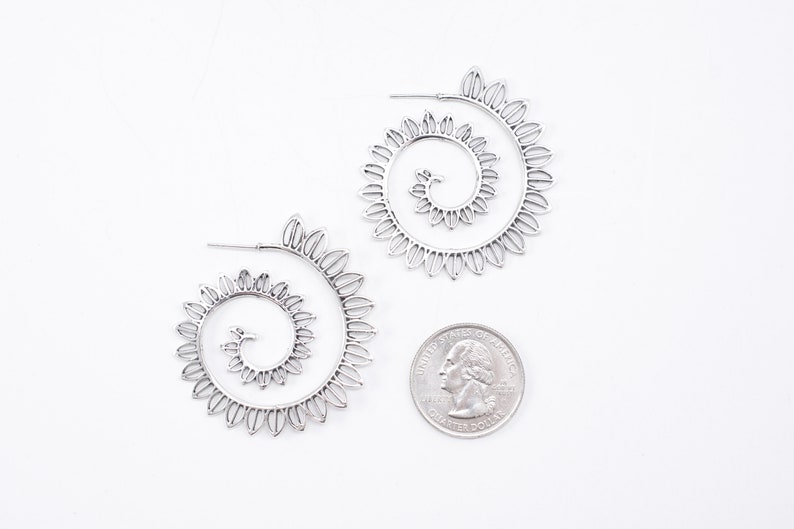 Silver Flower Petals Hoop Earrings Hoop Earrings Sterling Silver Earrings Sterling Silver Village Silversmith