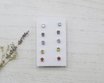 Faceted Stone Stud Earrings // Stone Jewelry // Sterling Silver // Stud Earrings // Sterling Silver Jewelry // Village Silversmith