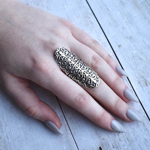 Wavy Fern Shield Ring // Sterling Silver Ring // Statement Ring // Sterling Silver // Village Silversmith