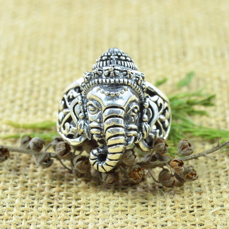 Embellished Silver Ganesh Ring Sterling Silver Ring Statement Ring Sterling Silver Village Silversmith