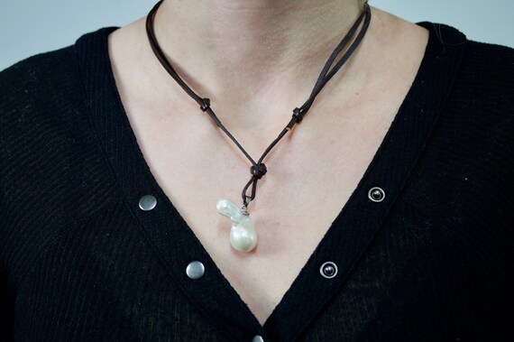 Pearl store cord necklace