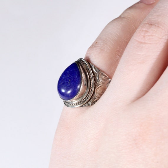 Antiquated Teardrop Lapis Lazuli Ring Lapis Lazuli Jewelry