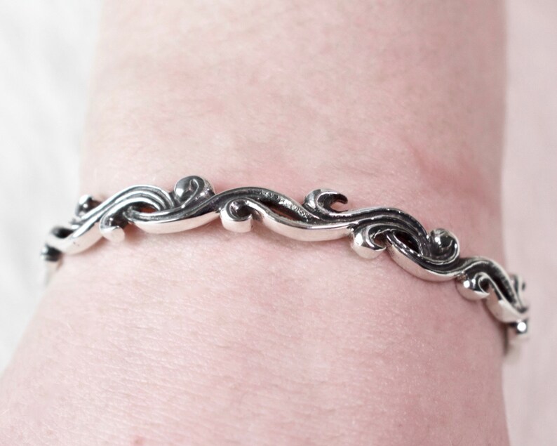 Whimsical Cuff Bracelet Sterling Silver Bangle Sterling Silver Cuff Bracelet Village Silversmith