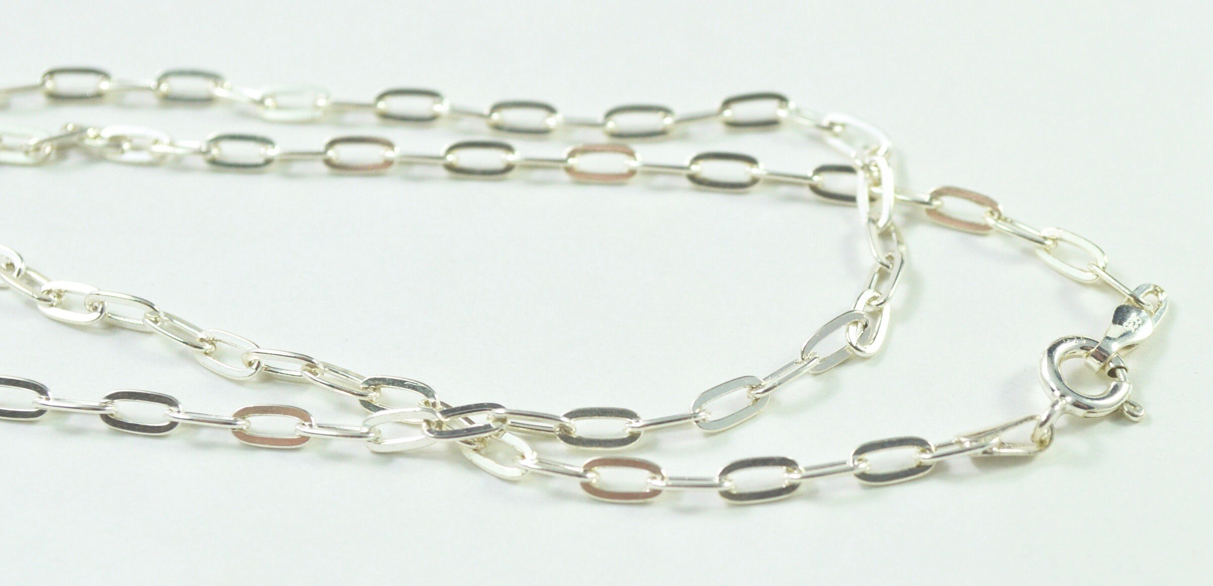 2.7mm Flat Oval Link Chain // Silver Chains // Sterling Silver // Village  Silversmith -  Ireland