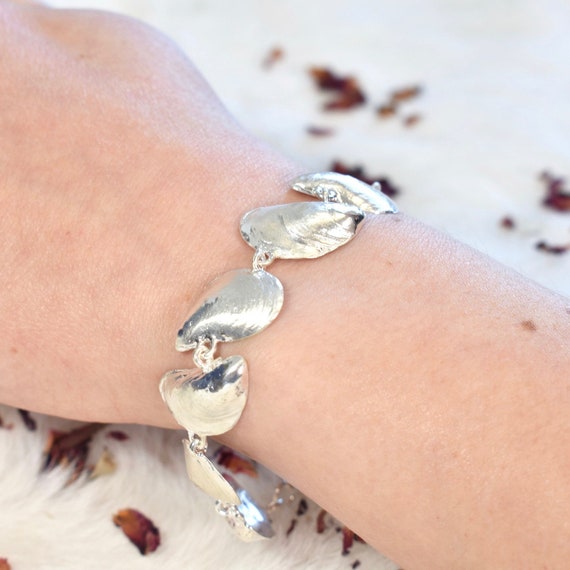 Bracelet Silver Single Mussel Shell Bracelet Nautique Etsy France