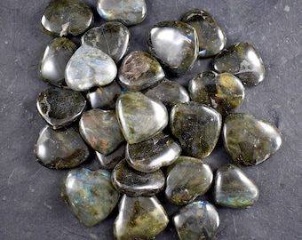 Mini Labradorite Hearts // Polished Labradorite // Metaphysical Crystal // Metaphysical Stone // Crystal Heart // Madagascar Mineral