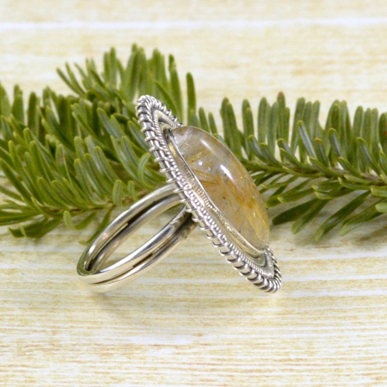 Wired Rutilated Quartz Ring Rutilated Quartz Jewelry Sterling Silver Village Silversmith
