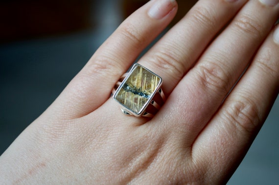 Golden Spark Rutilated Quartz Ring Rutilated Quartz Jewelry