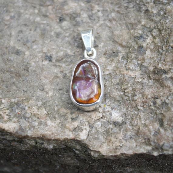 Unique Purple Flash Fire Agate Pendant 
