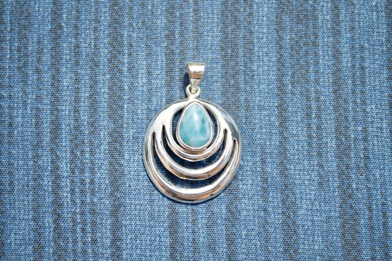 Rayos Plata de Larimar Colgante // Joyería Larimar // - Etsy España
