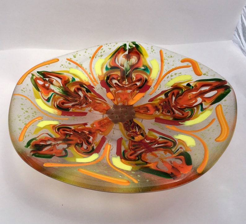 Beautiful Fused Glass Flower Bowl Etsy