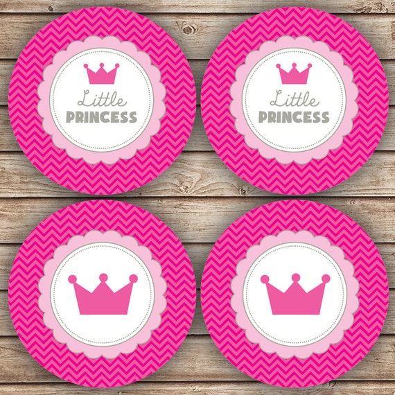 Items similar to Princess Crown Cupcake Toppers Favor Tags Printable