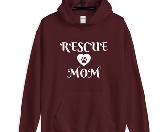 Rescue Dog Mom Hoodie: Cozy Unisex Fit, Animal Lover Gift