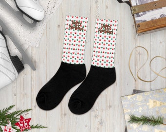 Happy Pawlidays, Unisex Socks, Christmas Socks, dog socks, custom dog socks