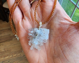 Chrysanthemum Quartz and Spessartite Garnet Necklace SS